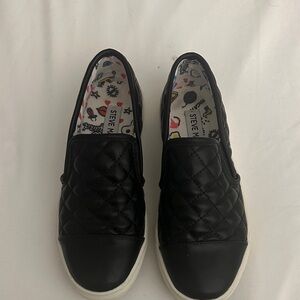 Steve Madden Black Quilted Slip-On Shoes
